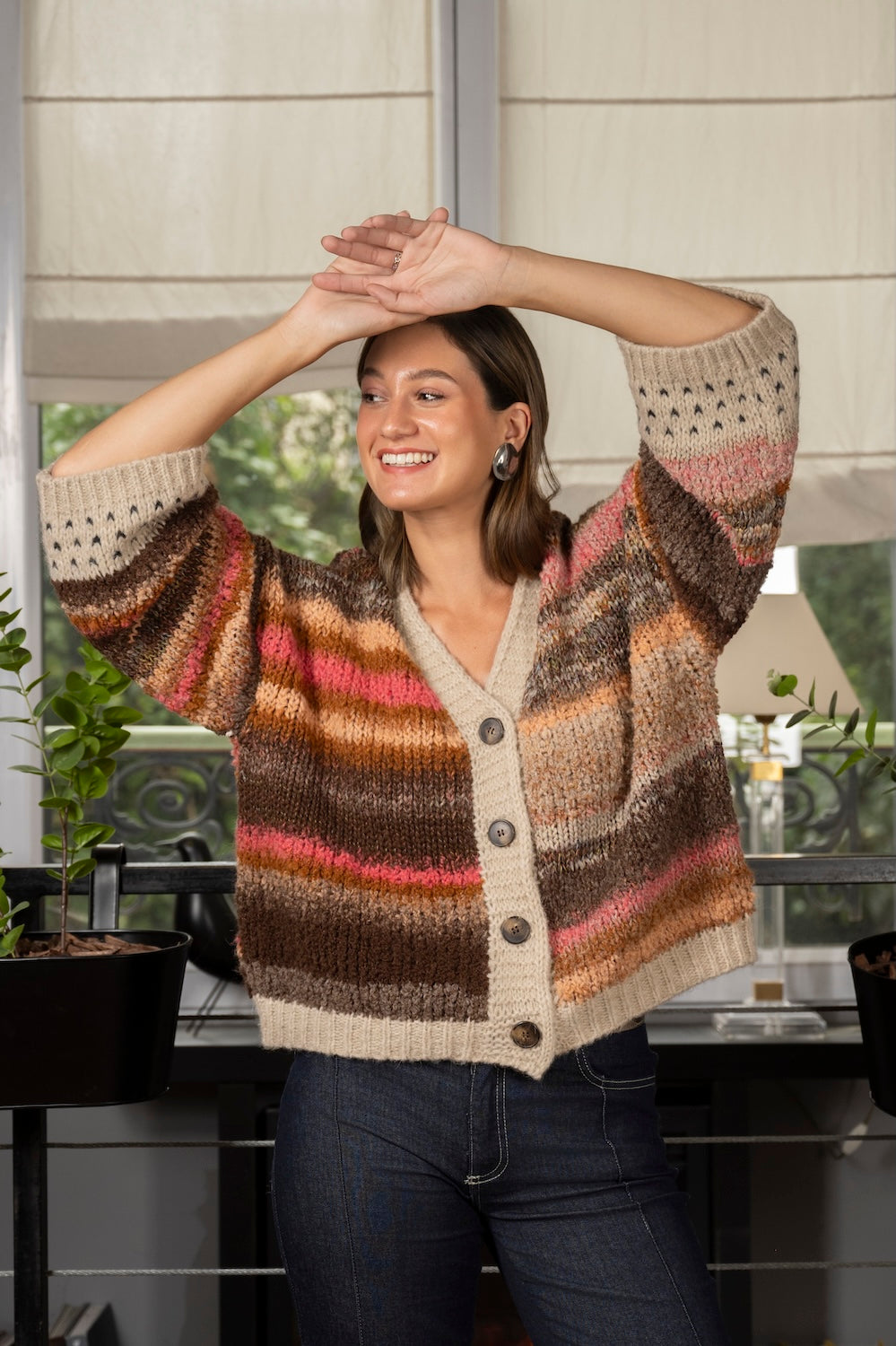 GIULIA Cardigan – Soft, multicolored knit in warm shades