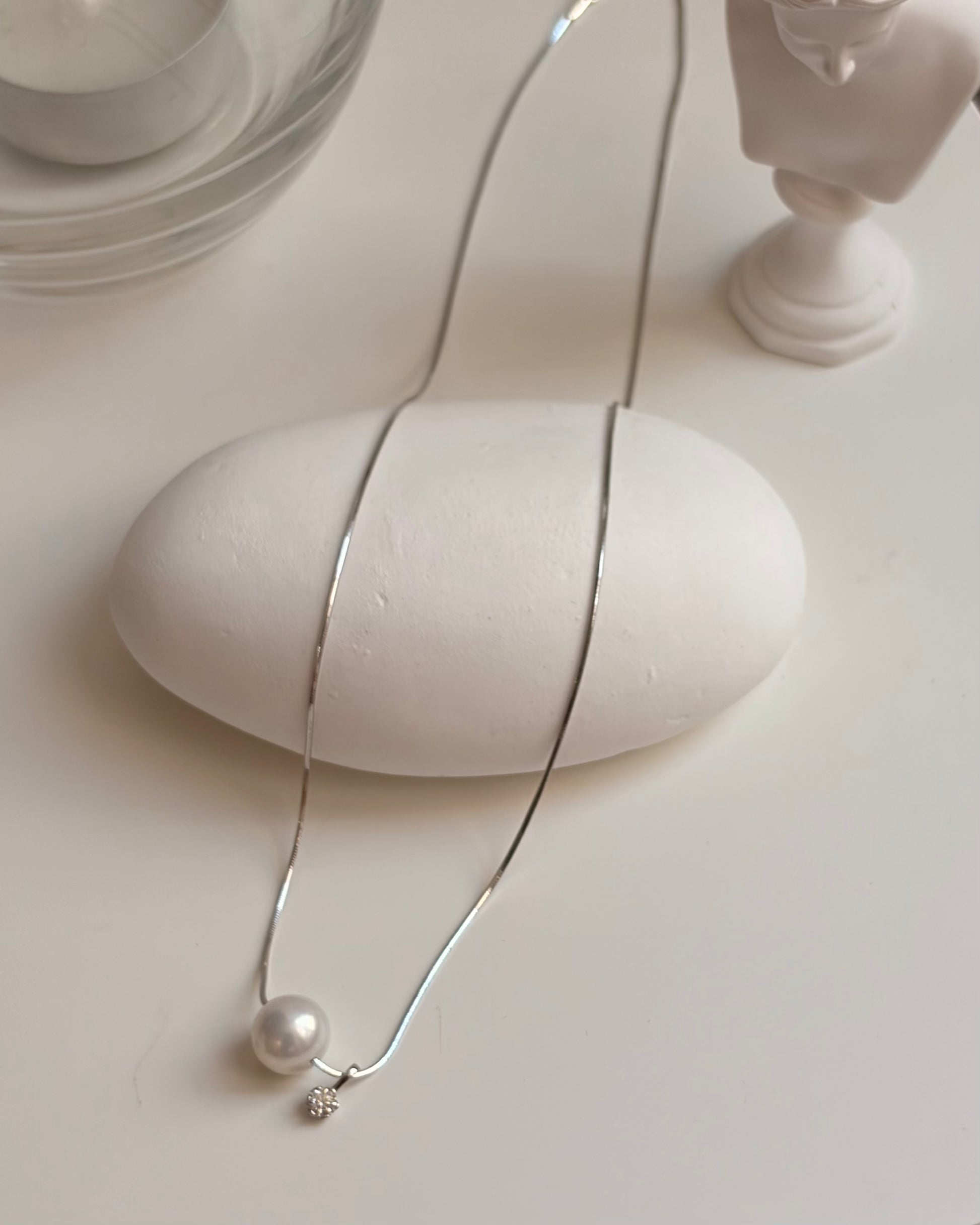 Collier Louise – Collier argent en perles rondes et zircons