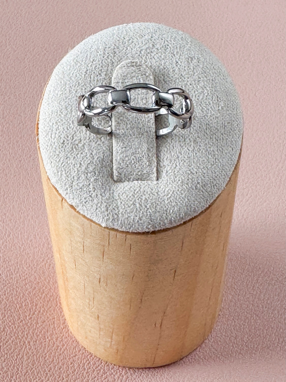 Bague Cedric – Bague chaîne argentée ajustable en acier inoxydable