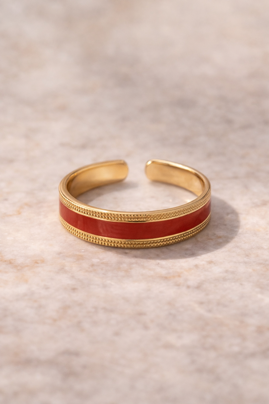 Bague LUNAYA Rouge – Bague ajustable en acier inoxydable rouge et doré