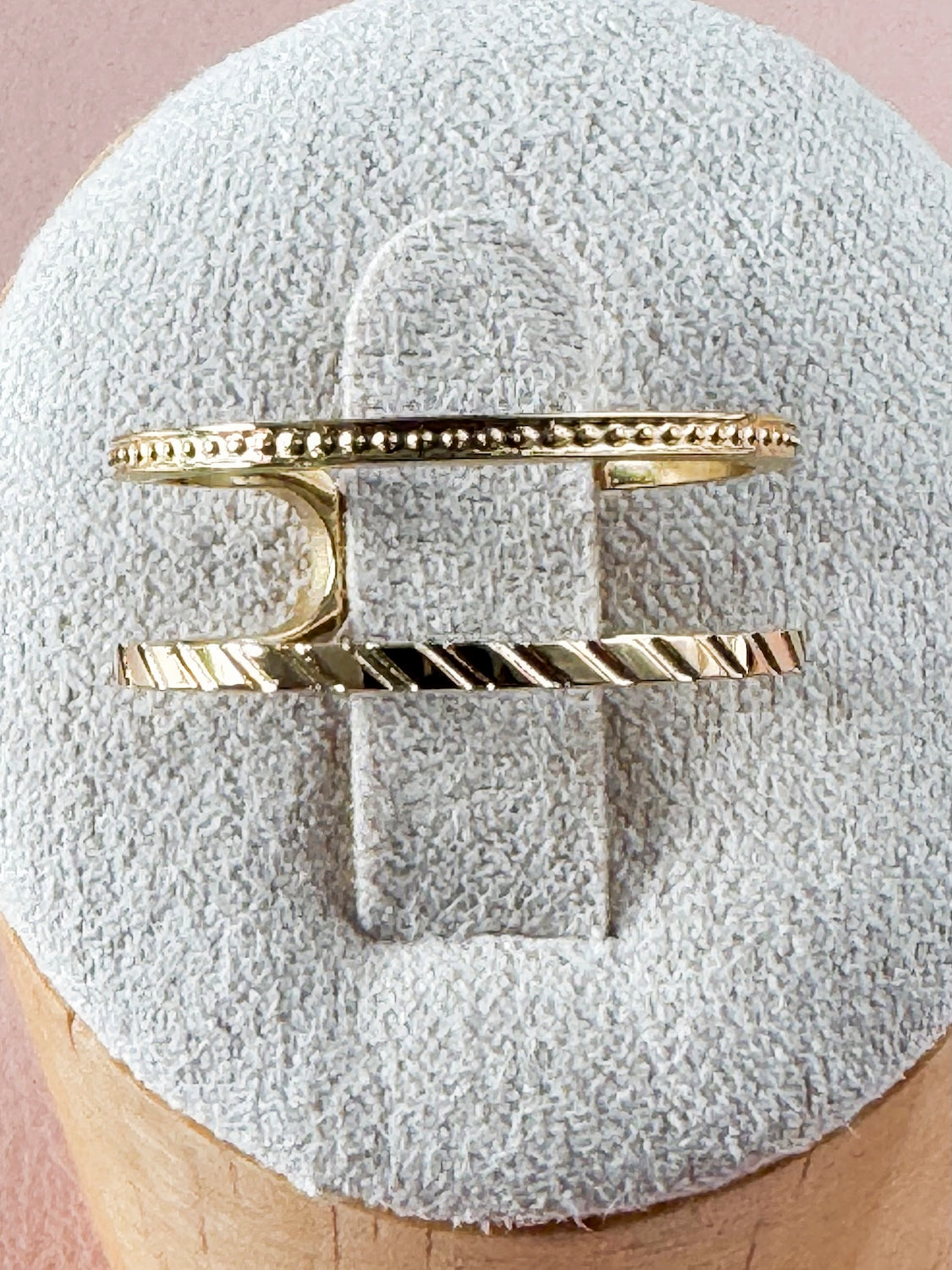 Bague Luna – Bague dorée double texture