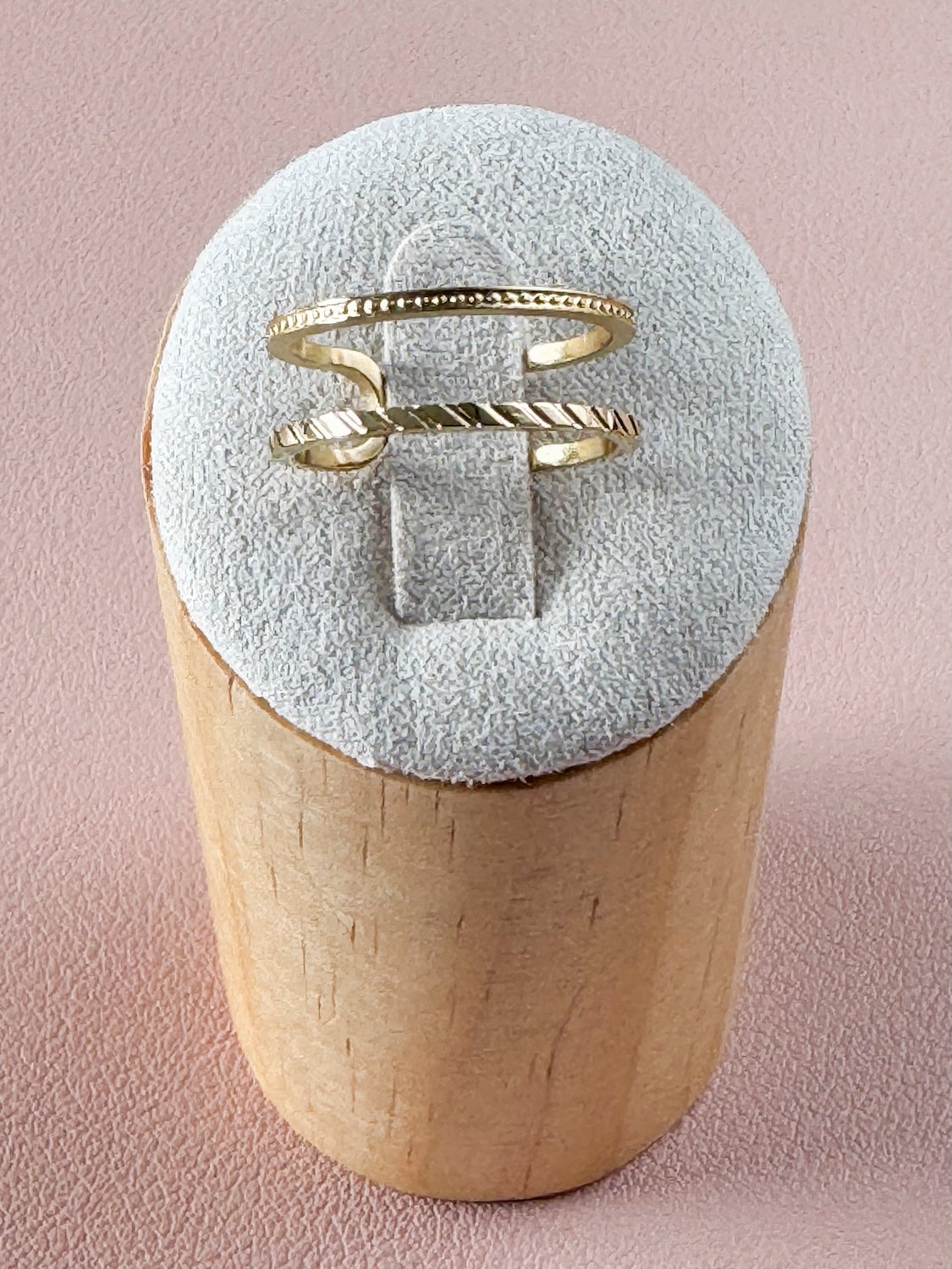 Bague Luna – Bague dorée double texture