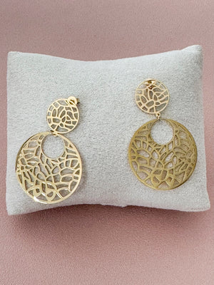 FATIMA Earrings – Openwork, graphic hoop earrings with a gold finish.