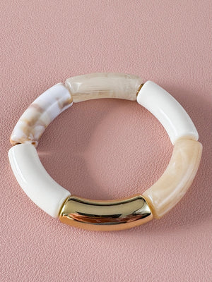 Bracelet Maud – Bracelet fantaisie crème, caramel et doré