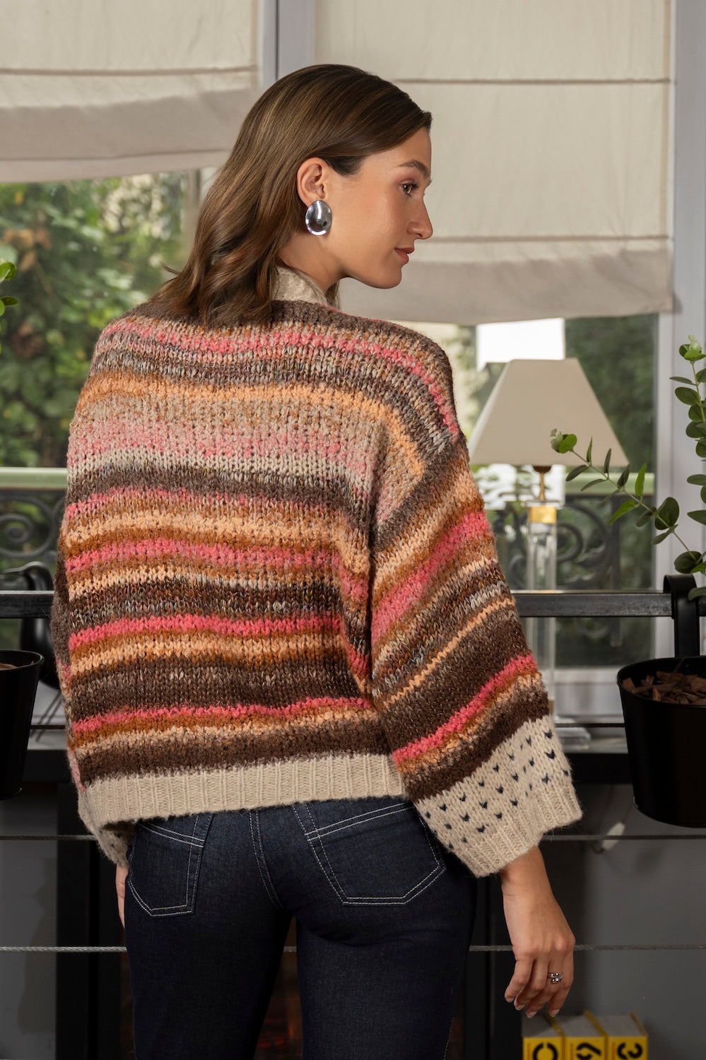 Cardigan GIULIA – Tricot moelleux multicolore aux teintes chaudes