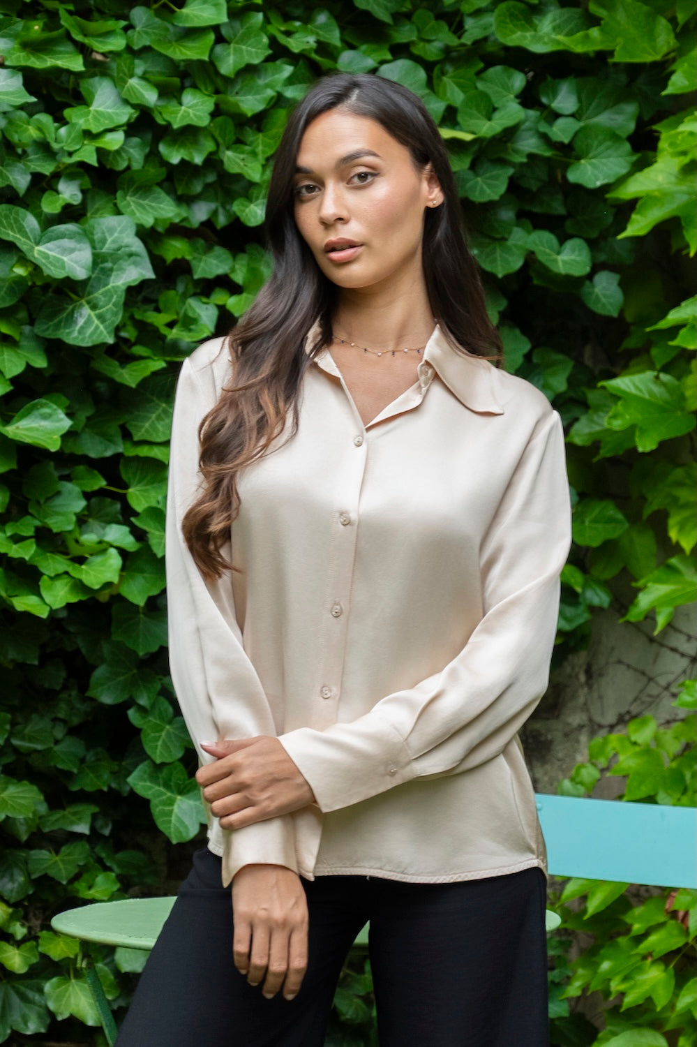 Chemise MAISSA – Satin de viscose champagne