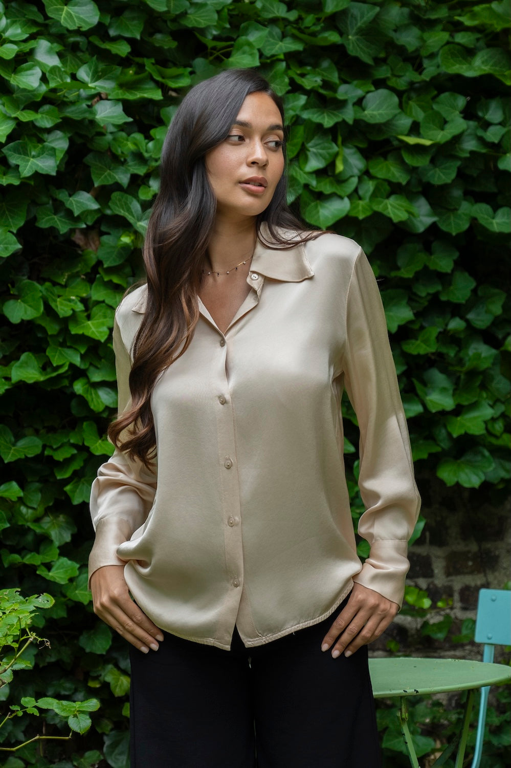 Chemise MAISSA – Satin de viscose champagne