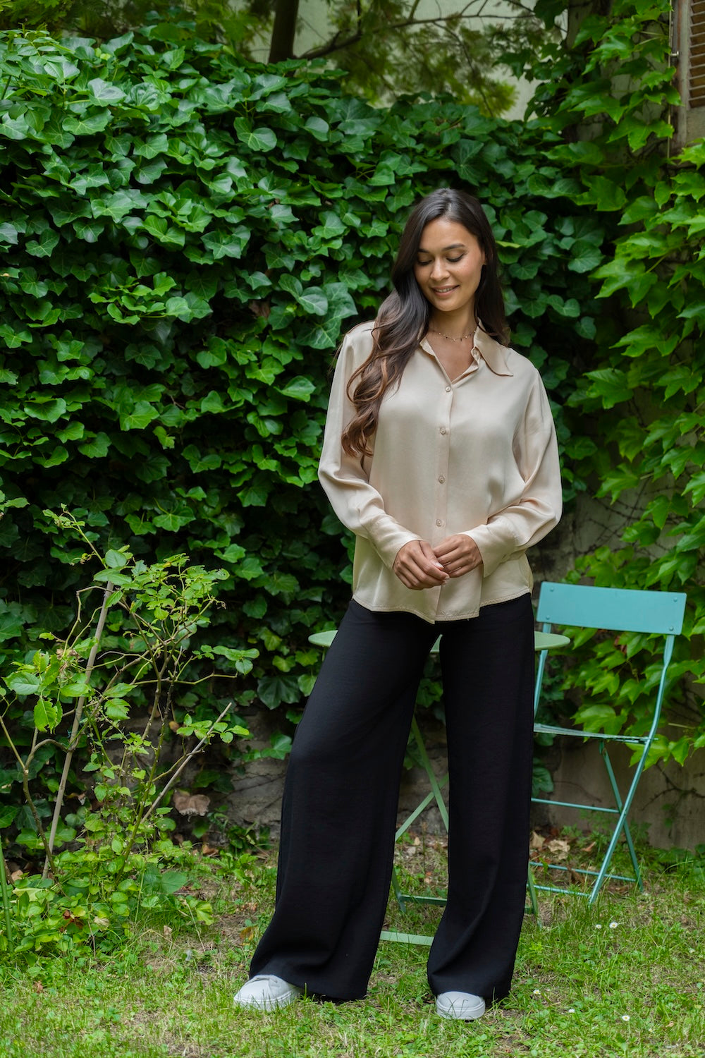 Chemise MAISSA – Satin de viscose champagne