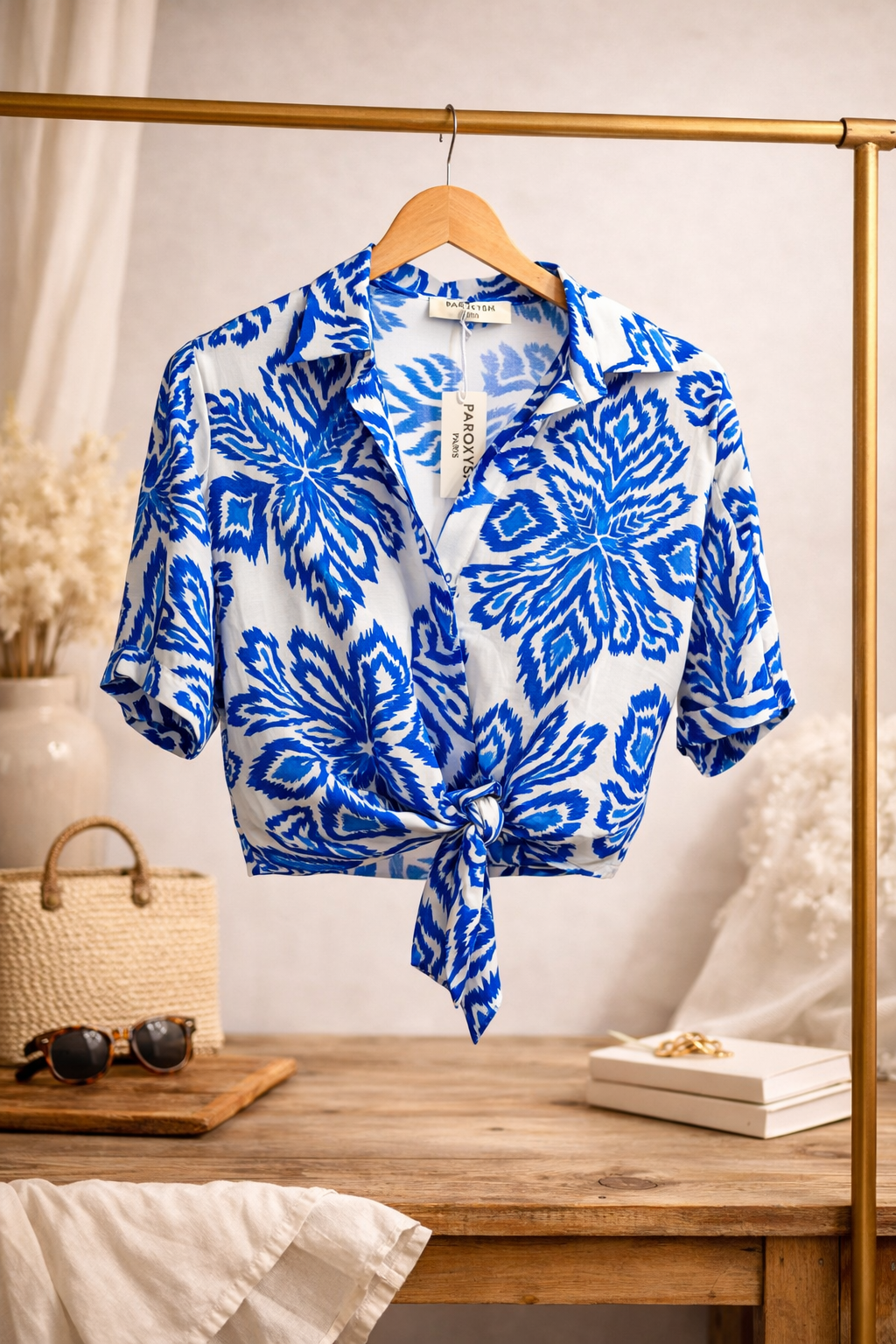 Chemise WENDY – Imprimé ikat bleu