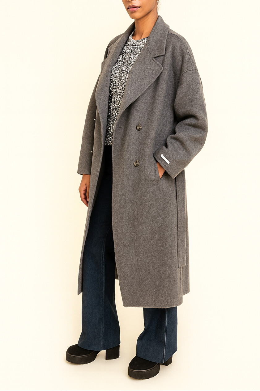 Manteau SAMANTHA – Long en laine grise