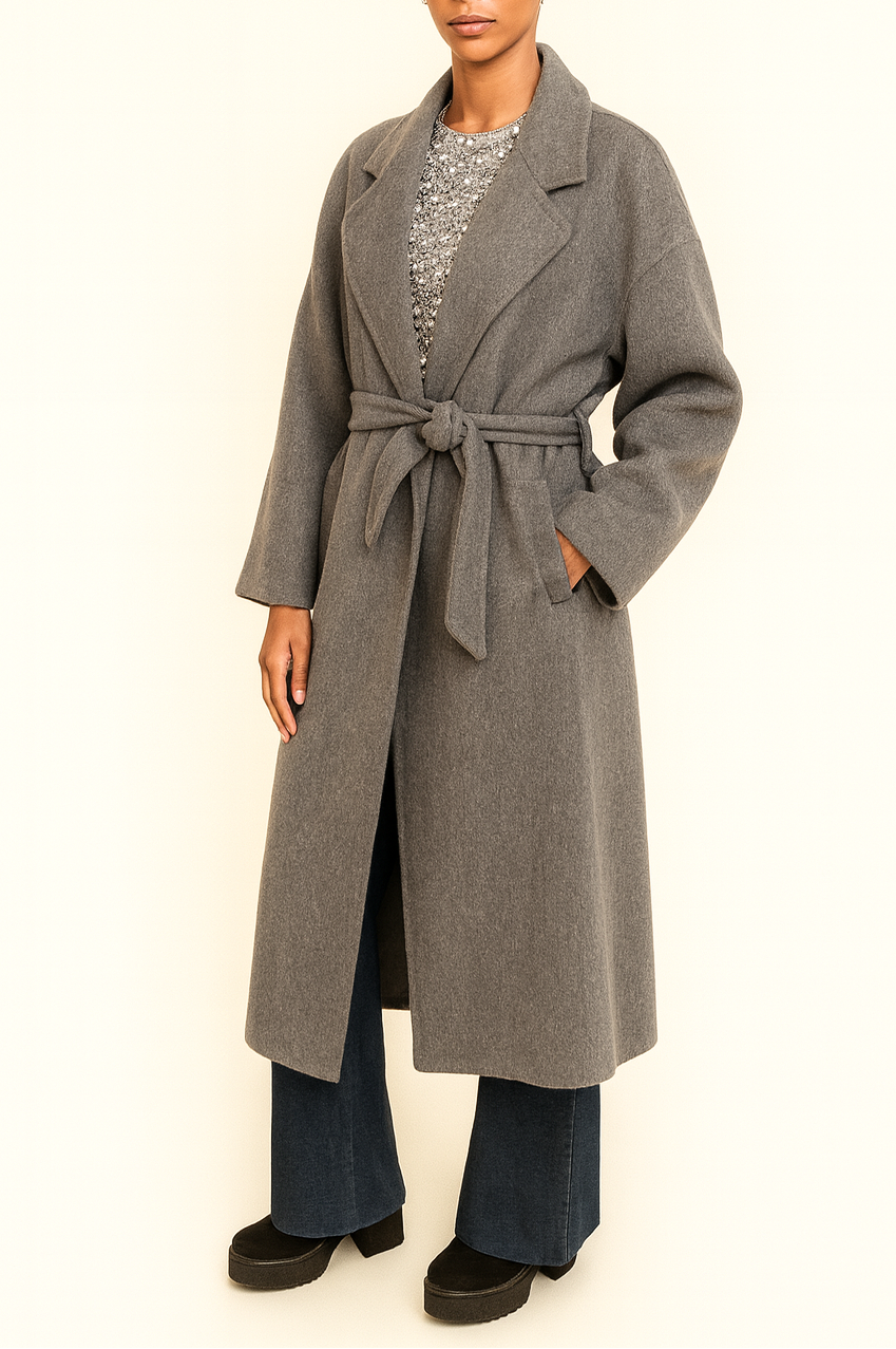 Manteau SAMANTHA – Long en laine grise