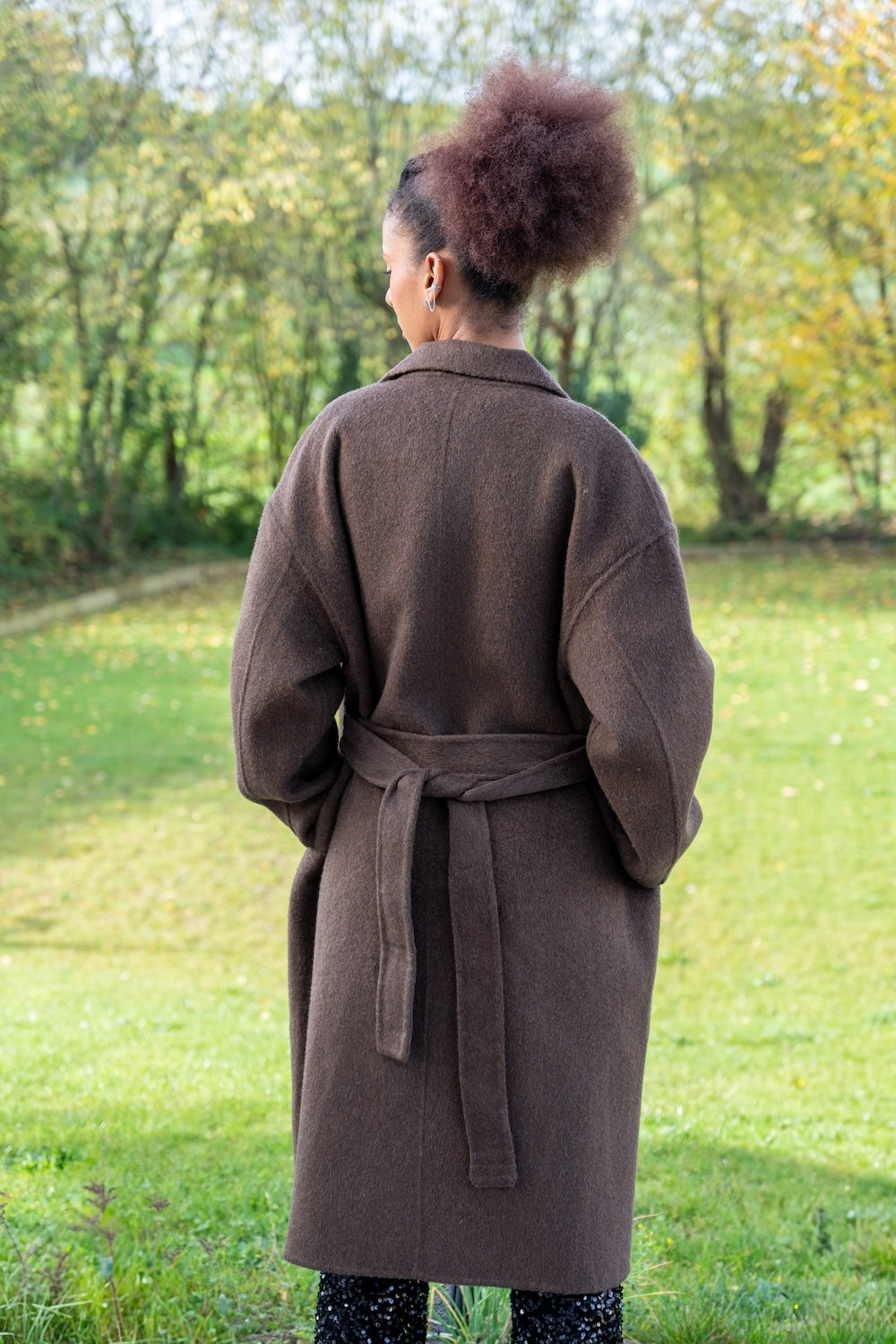 manteau laine marron 