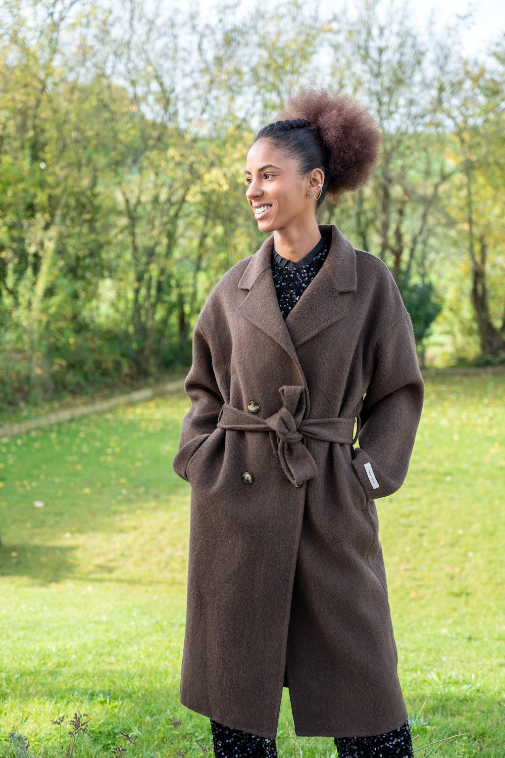 manteau laine marron 