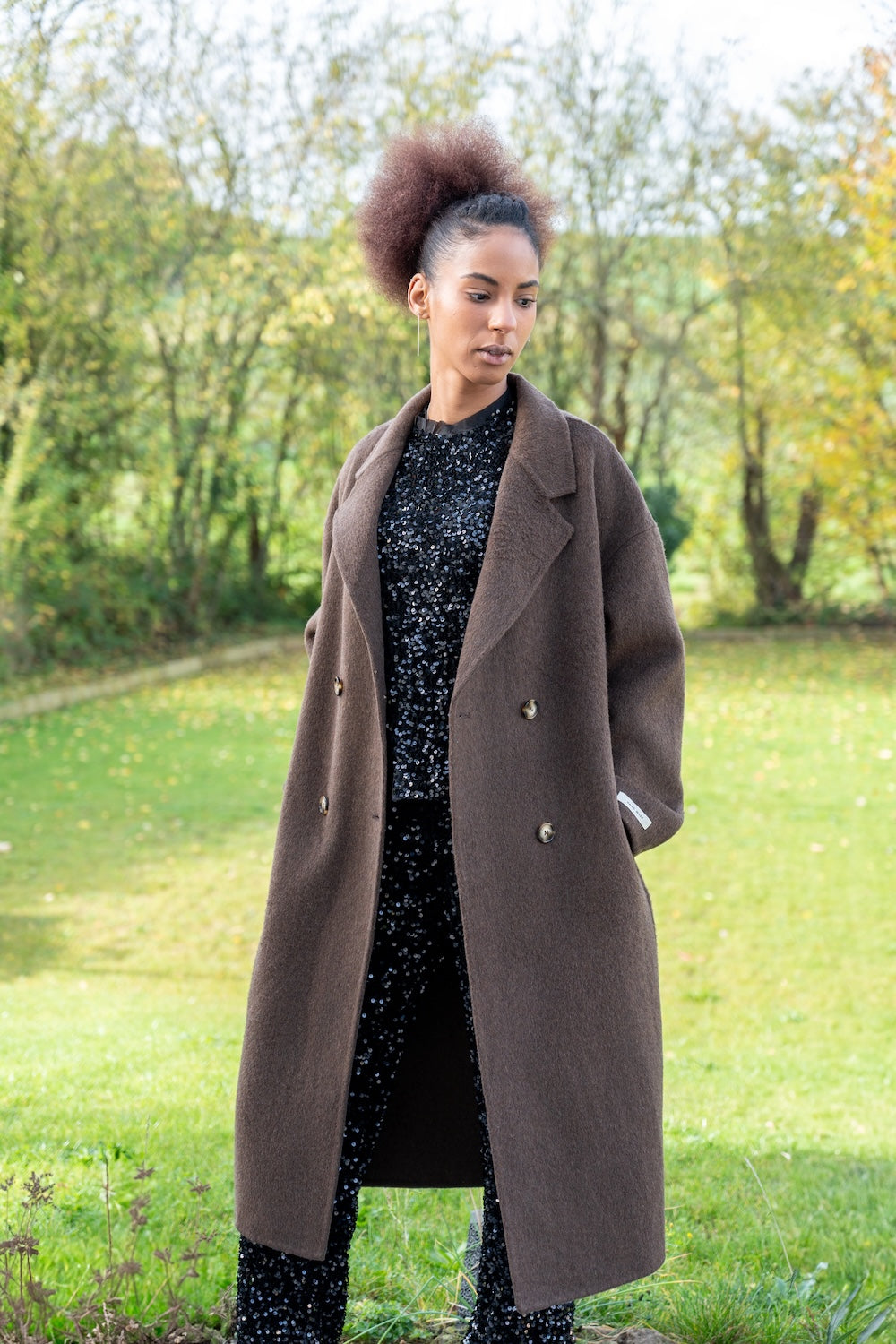 manteau laine marron 