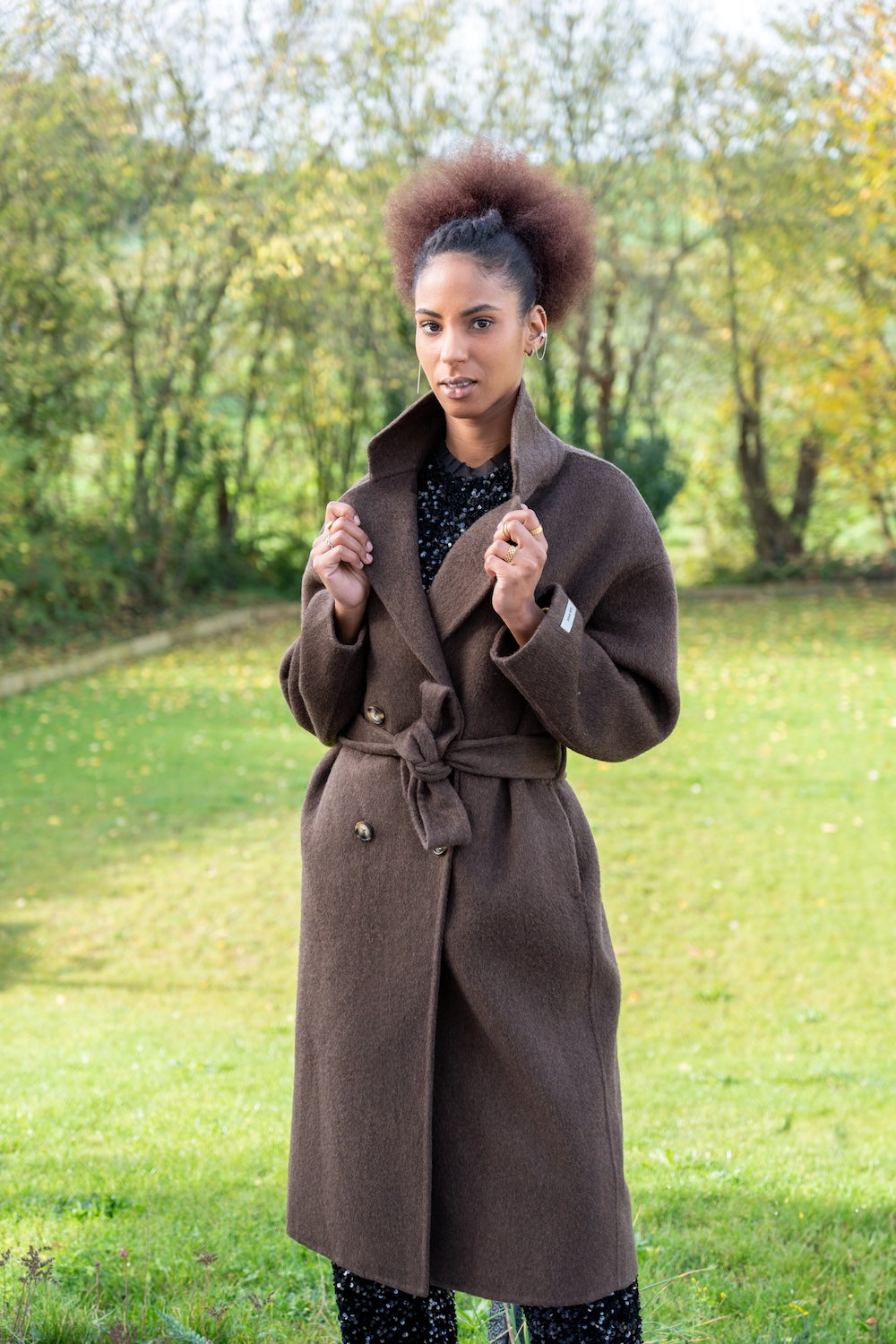 manteau laine marron 