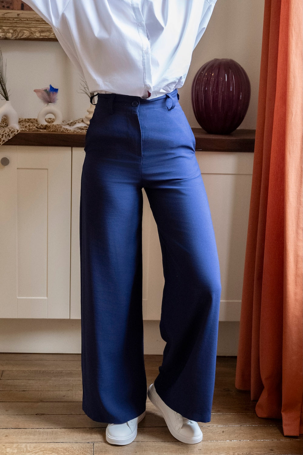 Pantalon MALLAURY – Bleu roi fluide taille haute