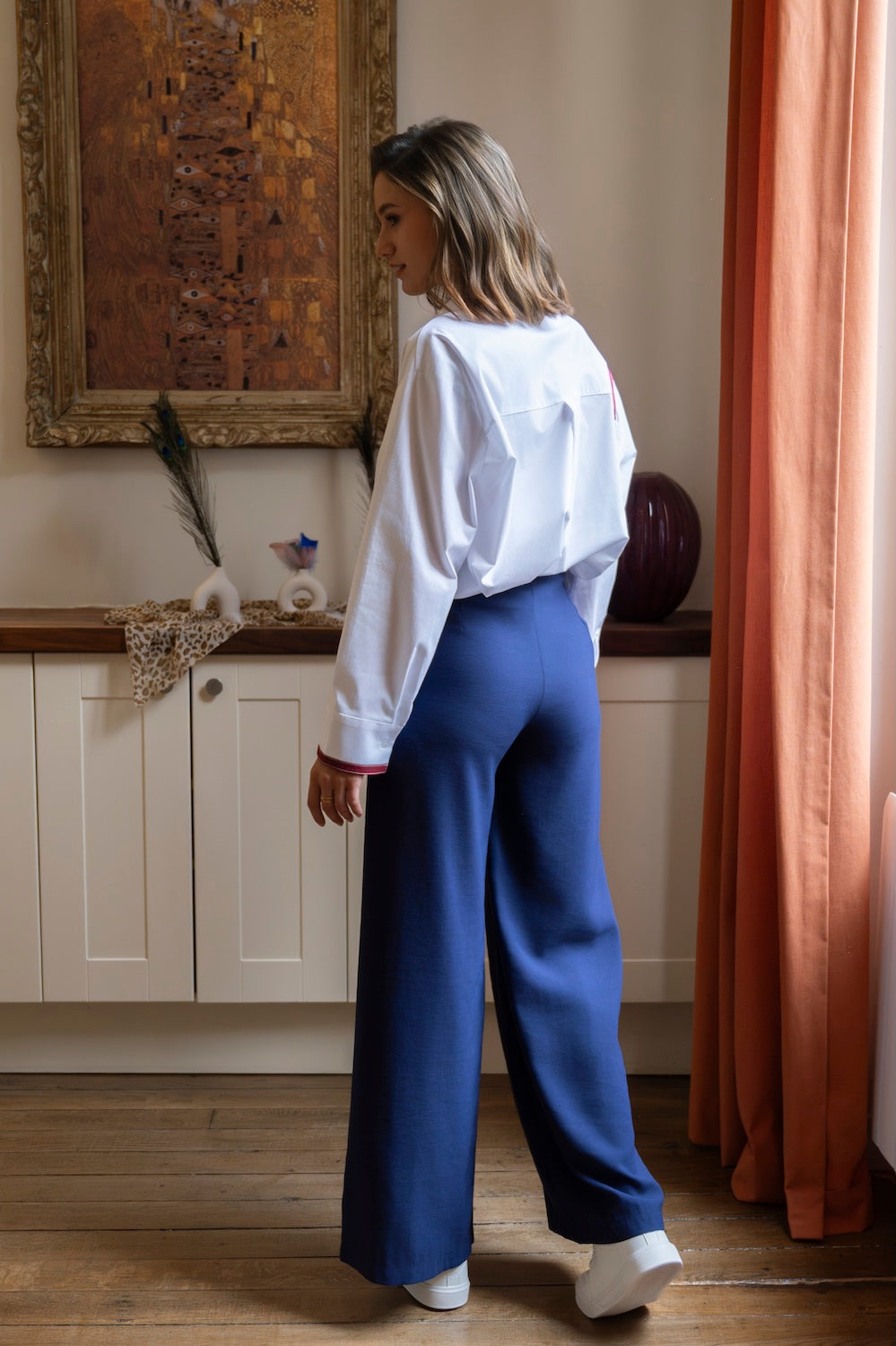 Pantalon MALLAURY – Bleu roi fluide taille haute