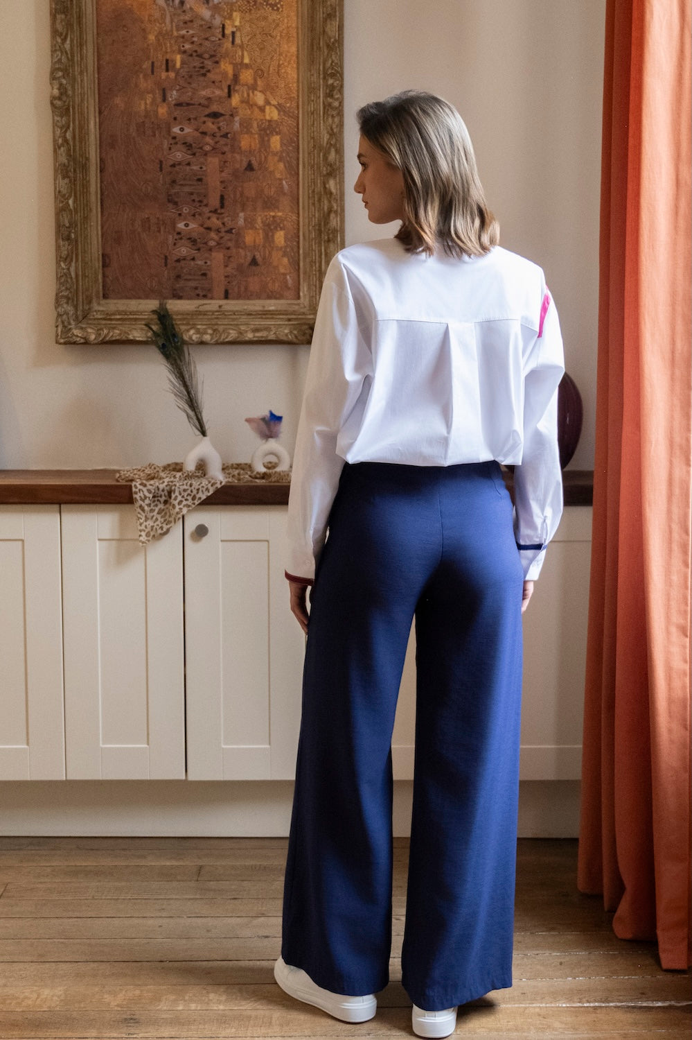Pantalon MALLAURY – Bleu roi fluide taille haute