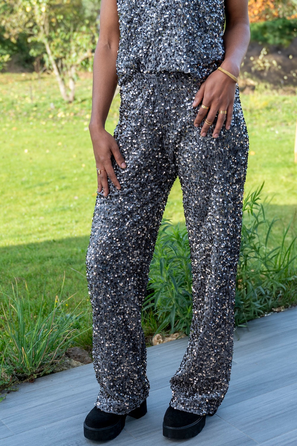PANTALON SEQUIN GRIS 