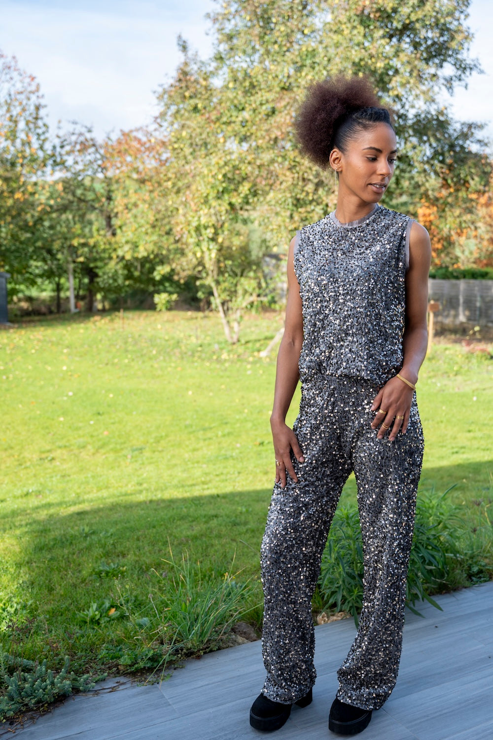 PANTALON SEQUIN GRIS 