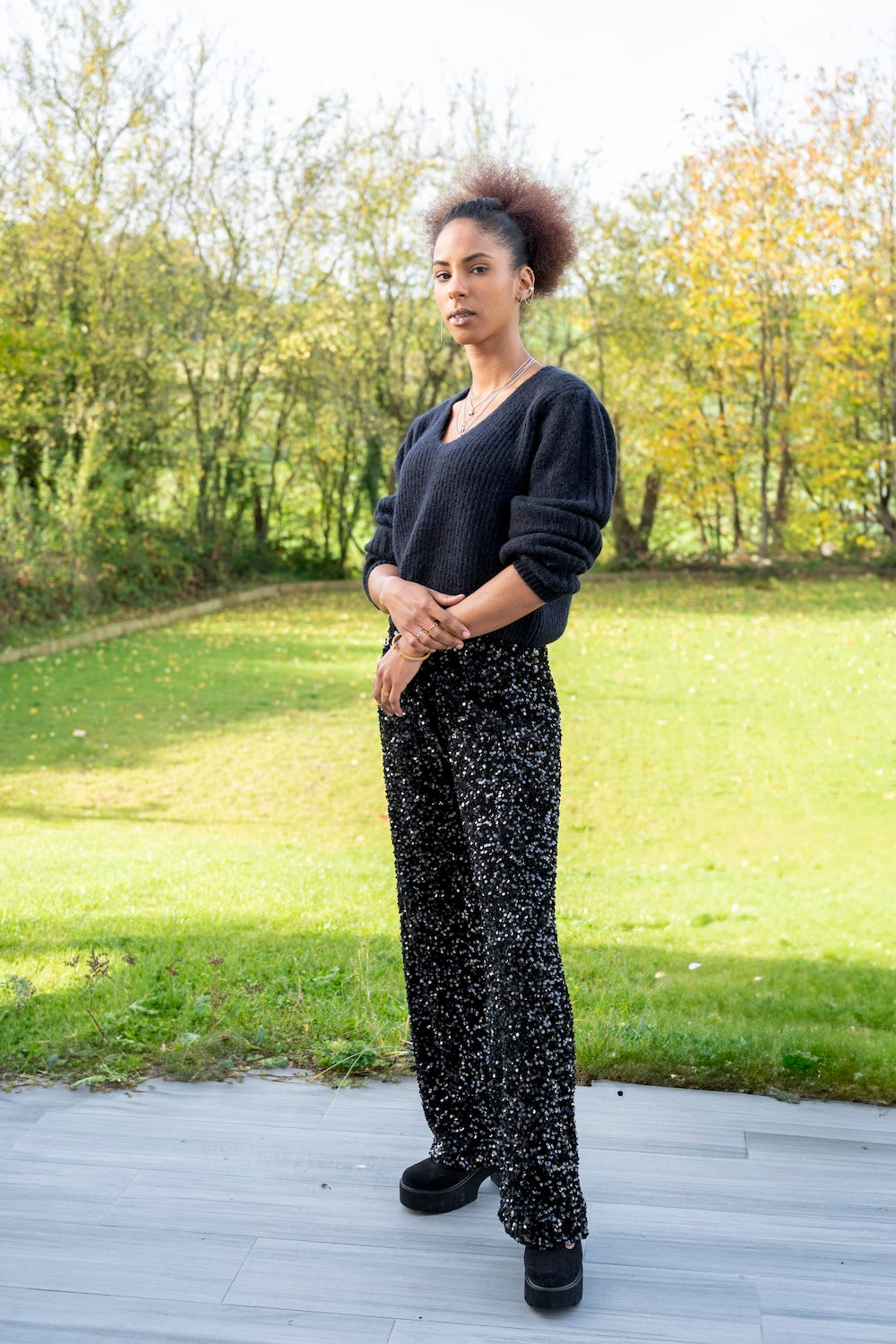 pantalon sequin noir 