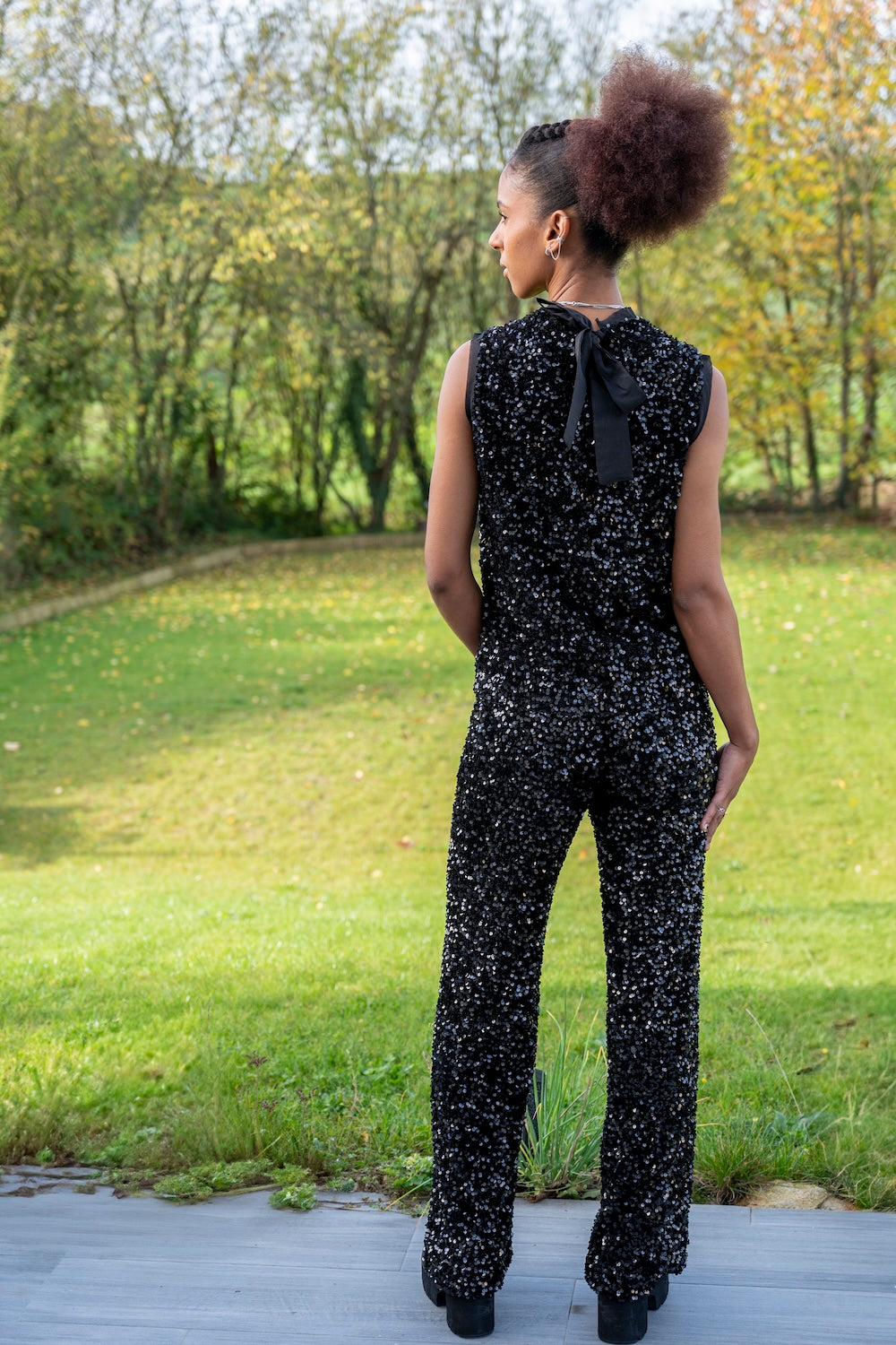 pantalon sequin noir 