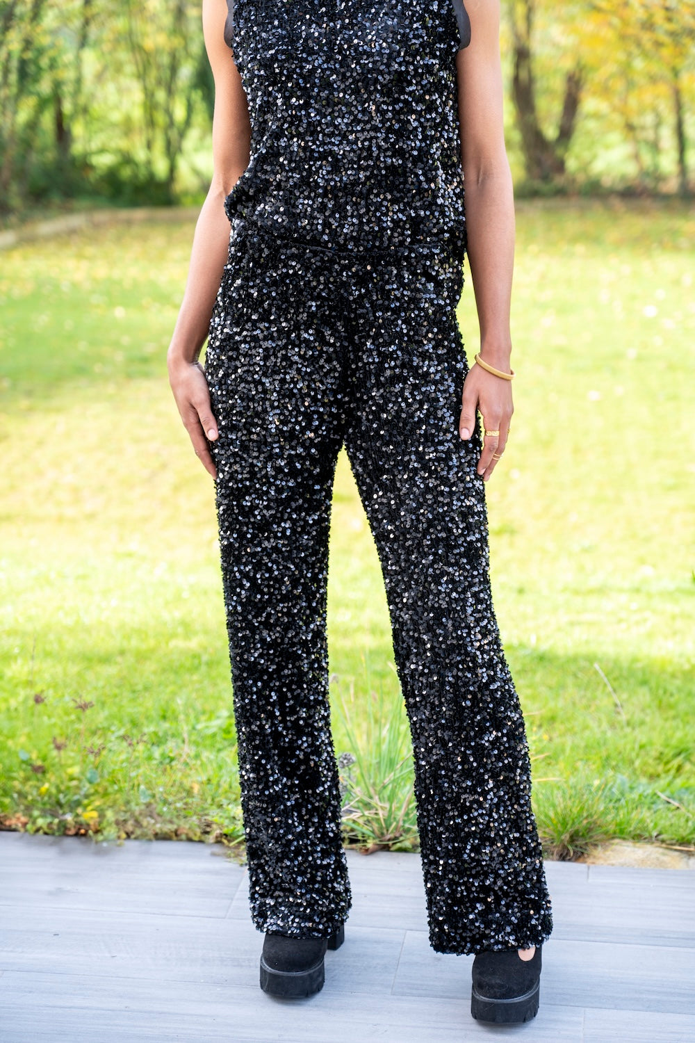 pantalon sequin noir 