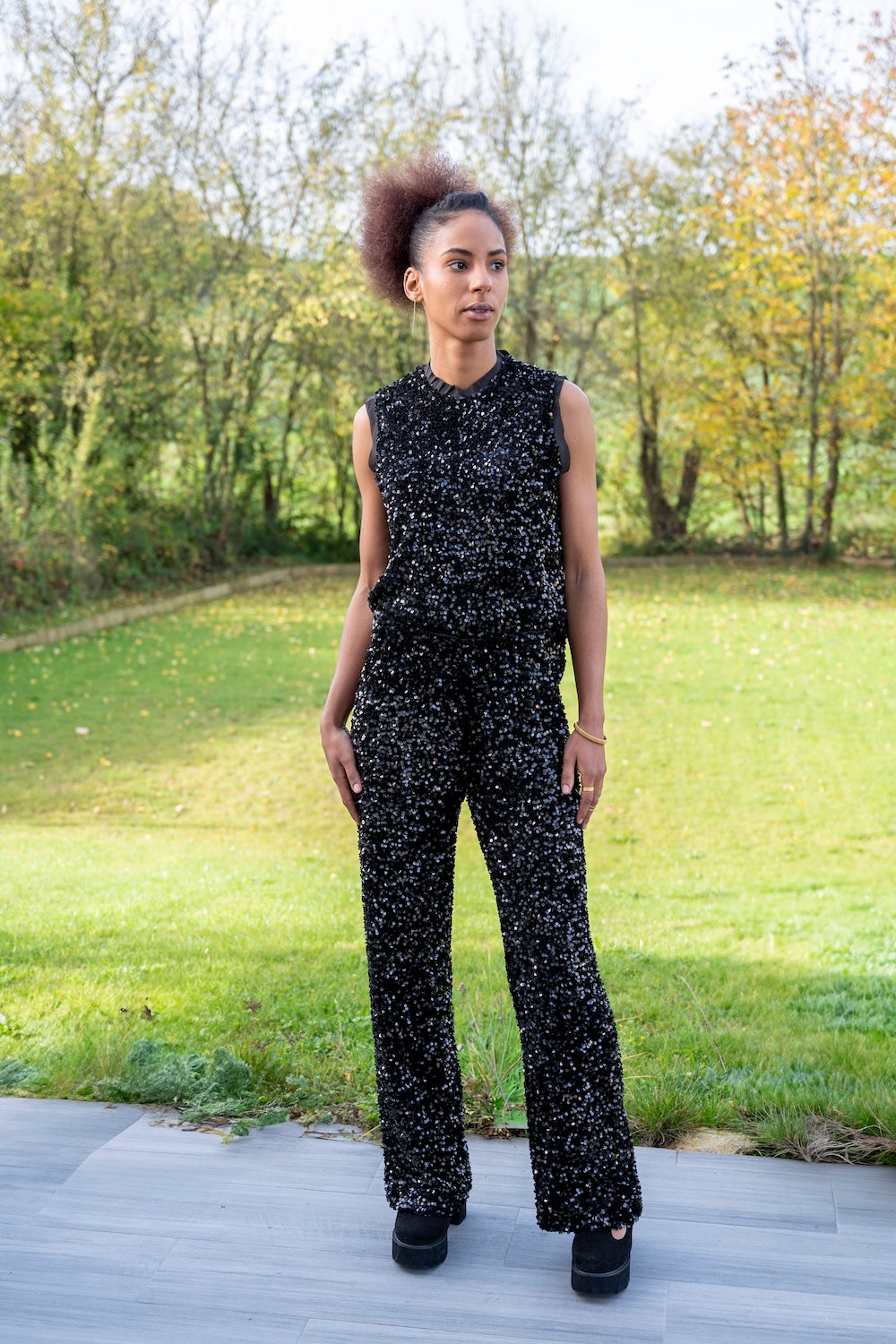 pantalon sequin noir 