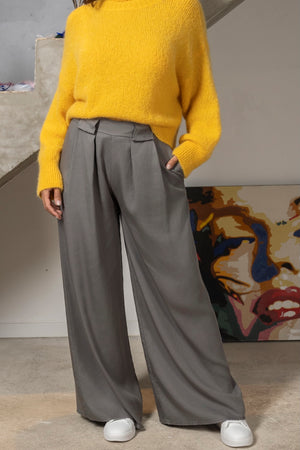 Pantalon INAHE – Large et fluide, gris anthracite