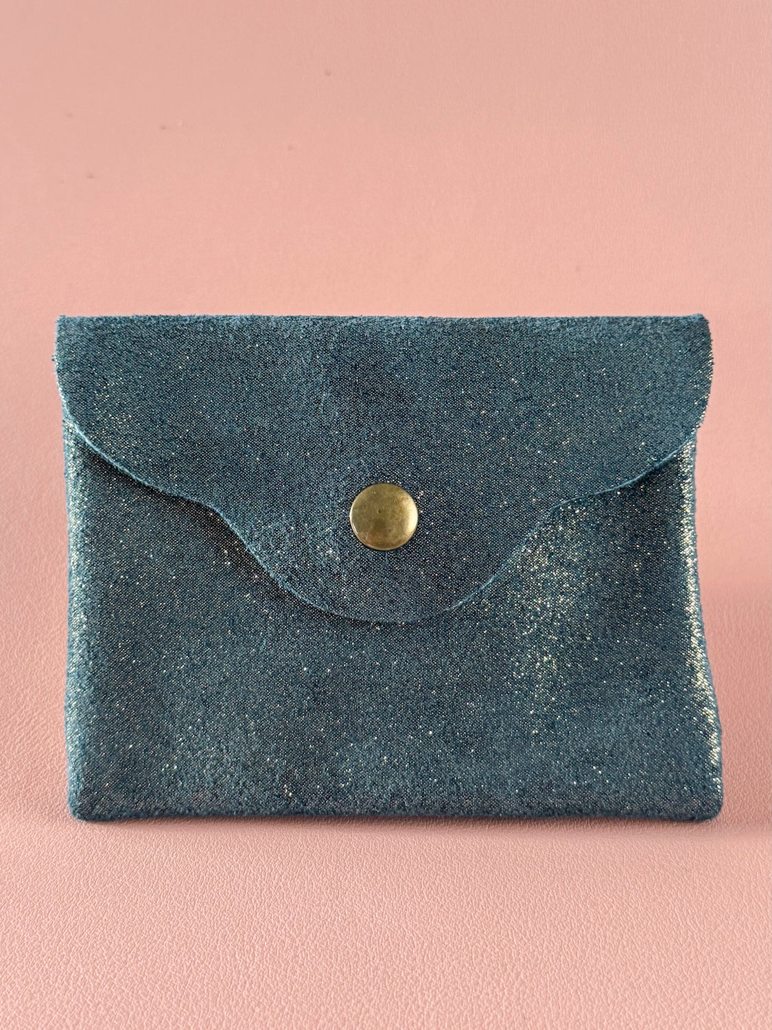 Porte-monnaie MINA – Cuir pailleté émeraude