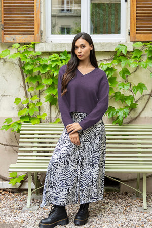 Pull ASTRID – Reversibilité élégante en maille bleu marine