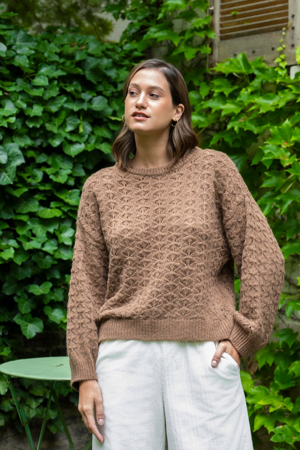 Pull ELISE – Maille ajourée chocolat