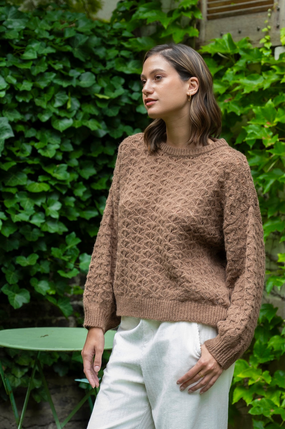 Pull ELISE – Maille ajourée chocolat