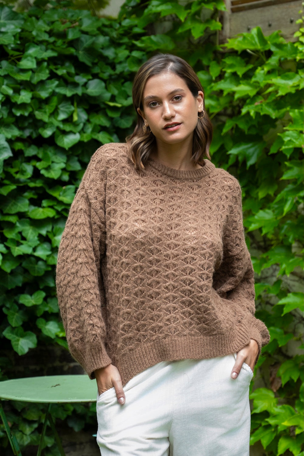 Pull ELISE – Maille ajourée chocolat