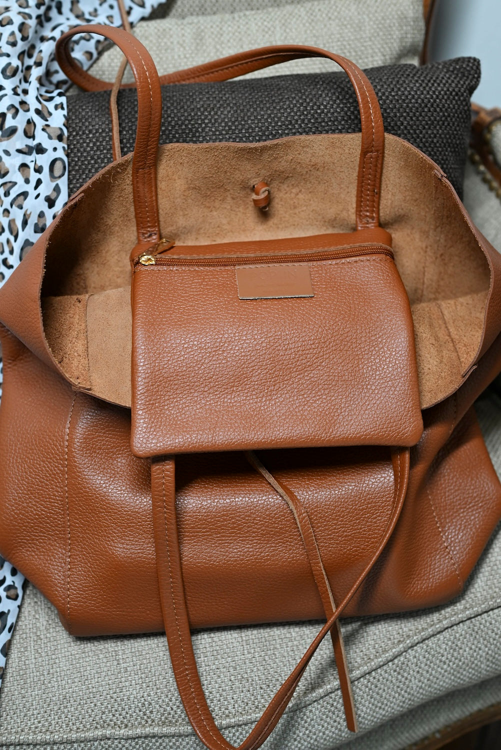 Sac BEA – Grand cabas en cuir camel