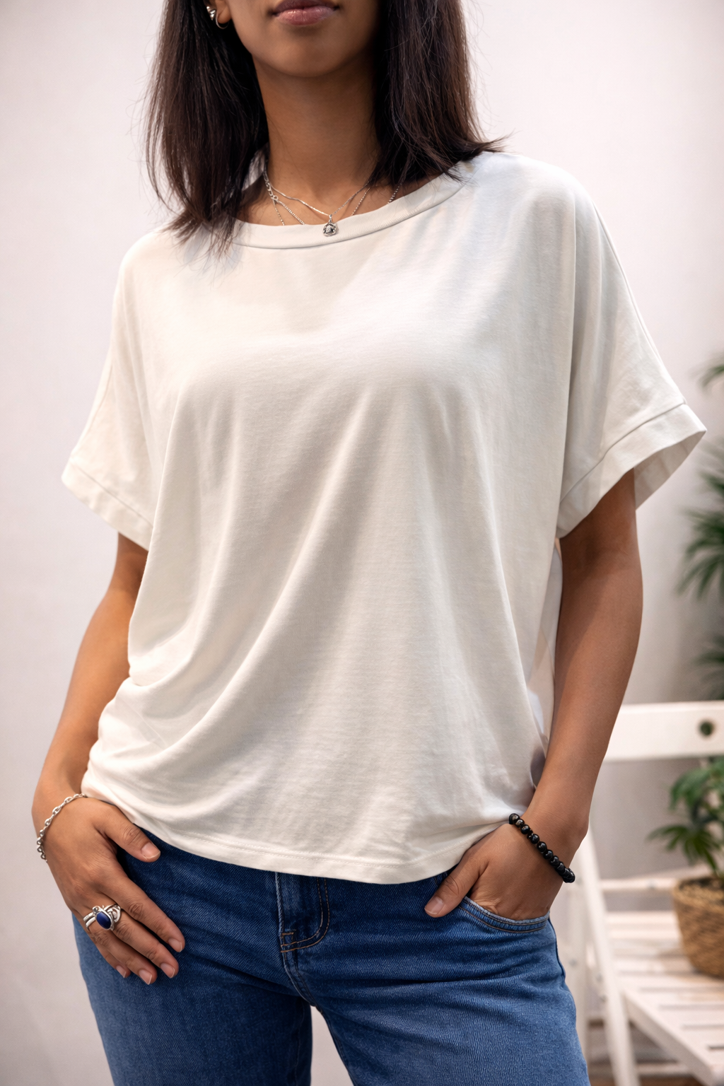 T-shirt ENZO blanc cassé oversize taille unique en coton – Paroxysm Paris