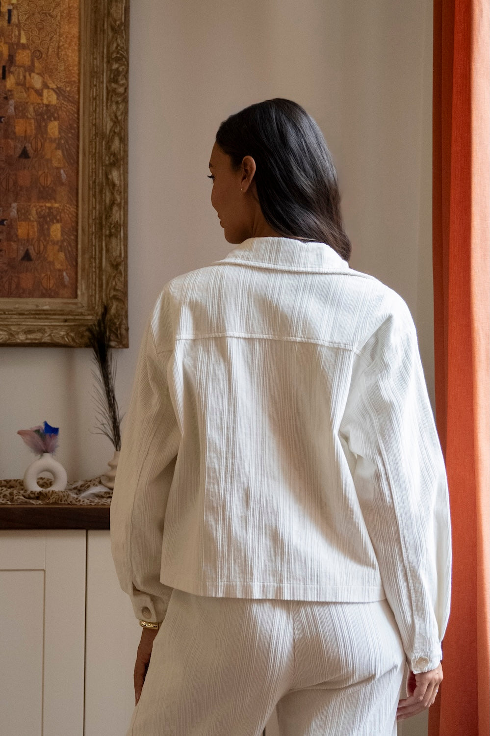 Veste SOLENE – En velours côtelé blanc 100 % coton