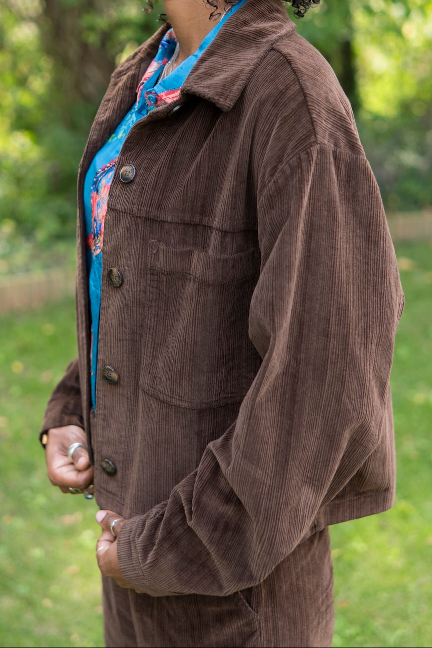 Veste SOLENE – en velours côtelé chocolat 100 % coton