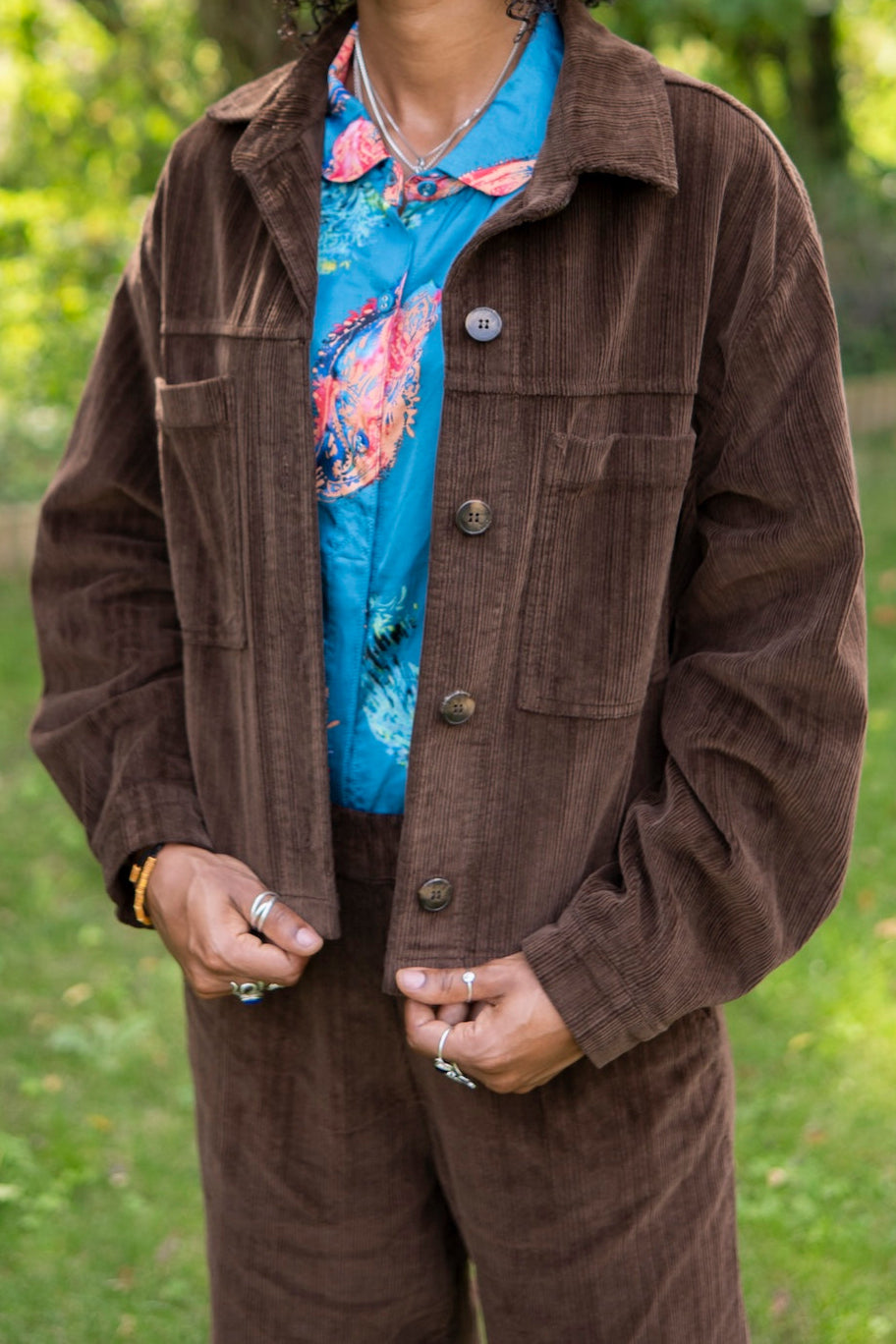 Veste SOLENE – en velours côtelé chocolat 100 % coton