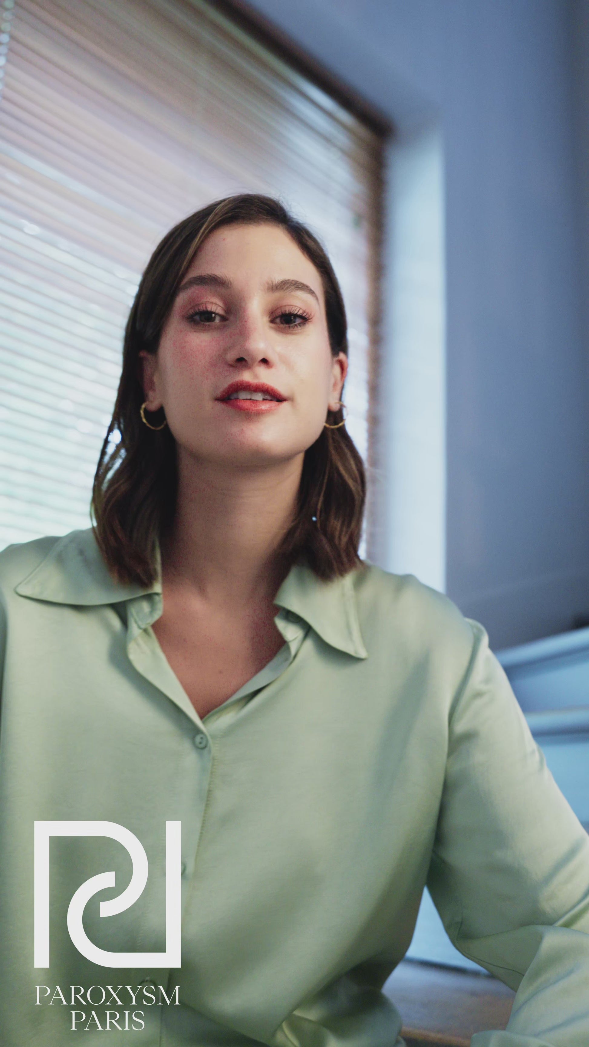 Chemise MAISSA – Satin de viscose vert menthe pâle