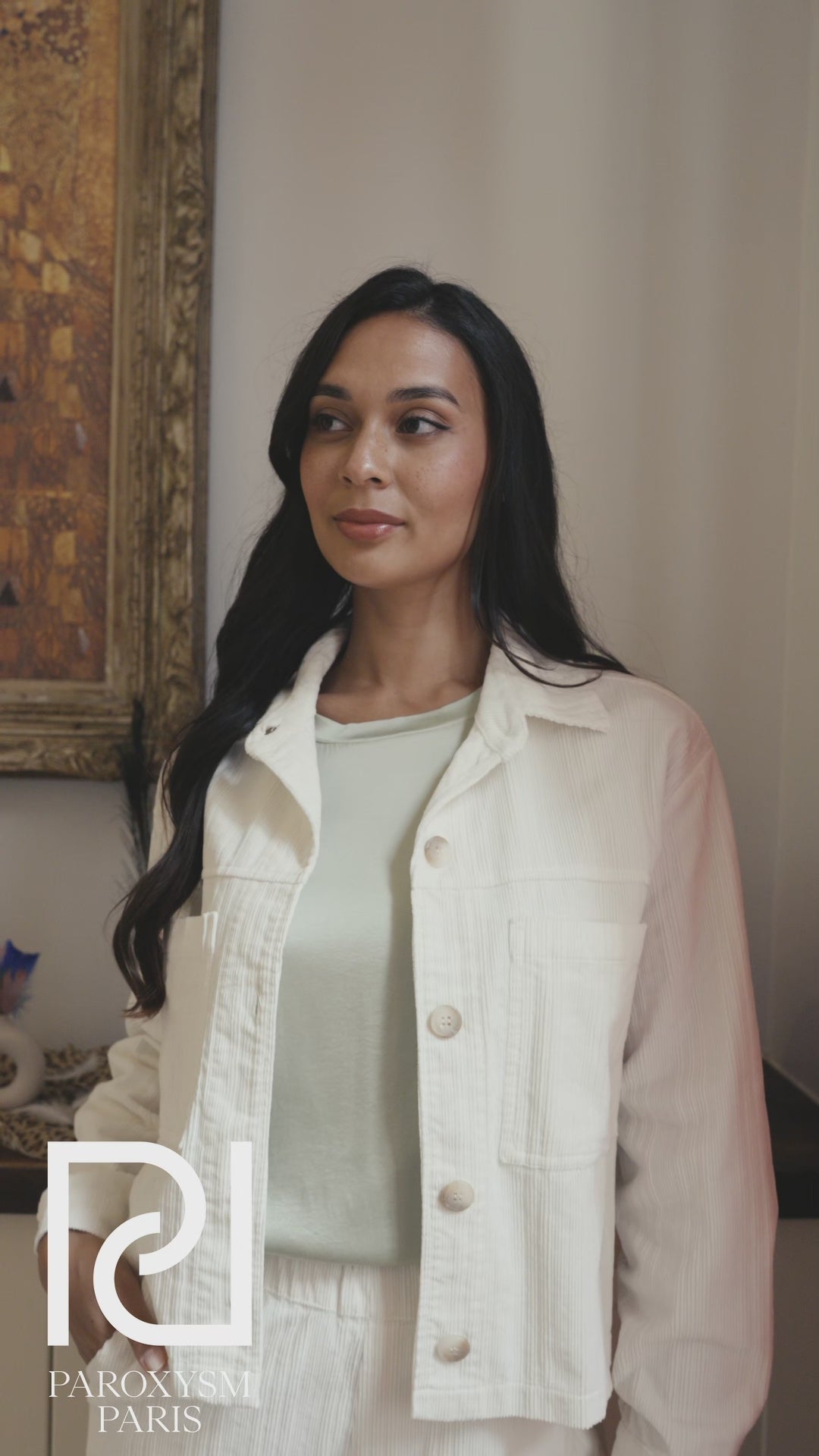 Veste SOLENE – En velours côtelé blanc 100 % coton